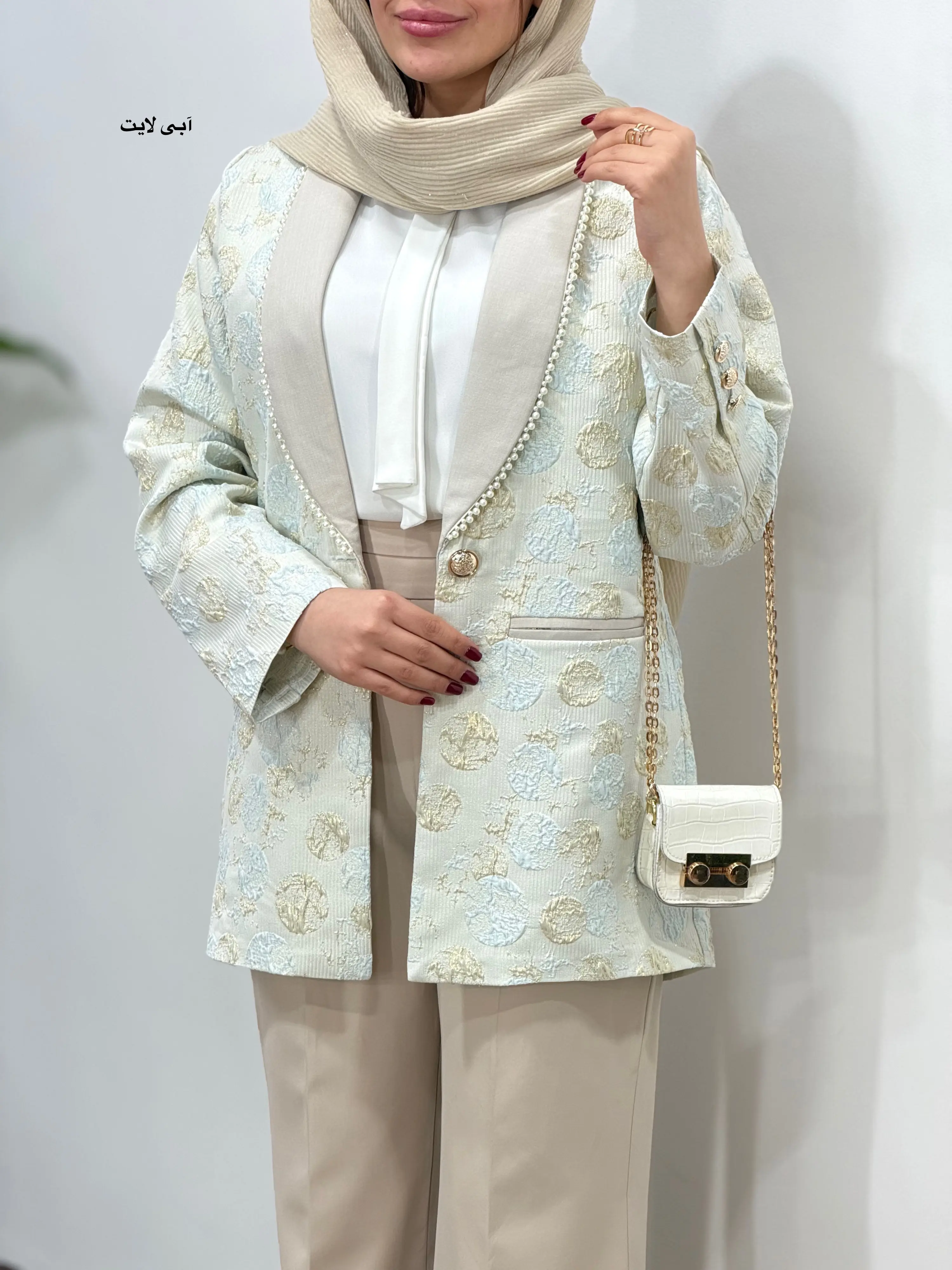 مانتو کتی ژاکارد مروارید دوزی ویونا